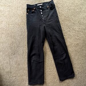LEVI'S Ribcage Straight Black Jeans 25 x 27